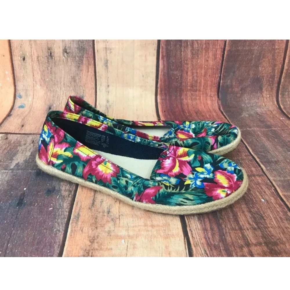 American Eagle Floral Espadrille Shoes Size 8 Flat